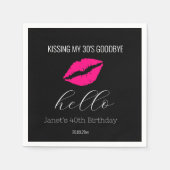 シンプルブラックハロー40 30キスをするさようなら誕生日 スタンダードカクテルナプキン (正面)