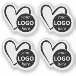 シンプルブラックハート形ロゴ写真テンプレート シール