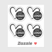 シンプルブラックハート形ロゴ写真テンプレート シール (シート)