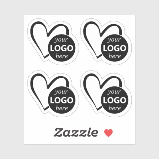 シンプルブラックハート形ロゴ写真テンプレート シール (シート)