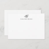 シンプルブラックバタフライモノグラムノートカード サンキューカード (正面/裏面)