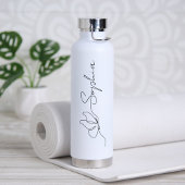 シンプルブラックバタフライラインアート名前をカスタムする ウォーターボトル