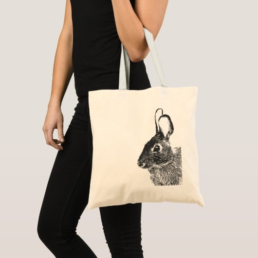 シンプルブラックバニーエコフレンドリー引用文 トートバッグ (正面(商品))