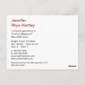 シンプルブラックパネルヘッドショット ポストカード (裏面)