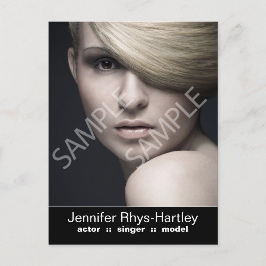 シンプルブラックパネルヘッドショット ポストカード (正面)