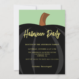 シンプルブラックパンプキンハロウィーンの衣装パーティー 招待状