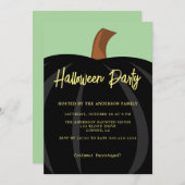 シンプルブラックパンプキンハロウィーンの衣装パーティー 招待状 (正面/裏面)