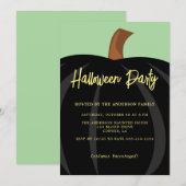 シンプルブラックパンプキンハロウィーンの衣装パーティー 招待状 (正面/裏面)