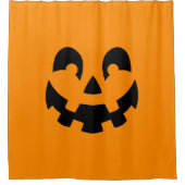 シンプルブラックパンプキン顔オンオレンジハロウィーン シャワーカーテン (正面)