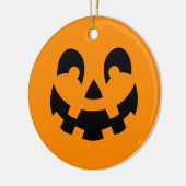 シンプルブラックパンプキン顔オンオレンジハロウィーン セラミックオーナメント (左)