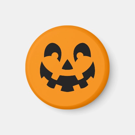 シンプルブラックパンプキン顔オンオレンジハロウィーン マグネット (正面)