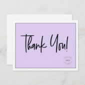 シンプルブラックパープル会社のロゴソーシャルありがとう サンキューカード (正面/裏面)