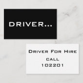 シンプルブラックビジネスカードホワイト文字- DRIVER 名刺 (正面/裏面)