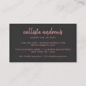 シンプルブラックピアートンクタイポグラフィブローアーティスト 名刺 (裏面)