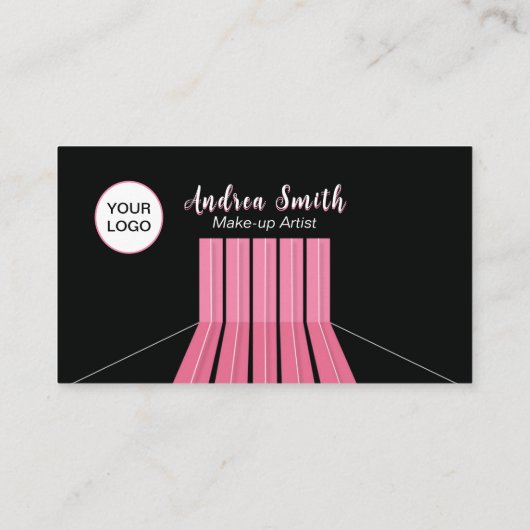 シンプルブラックピンクガーリーソーシャルメディアのアイカスタムコン 名刺 (裏面)
