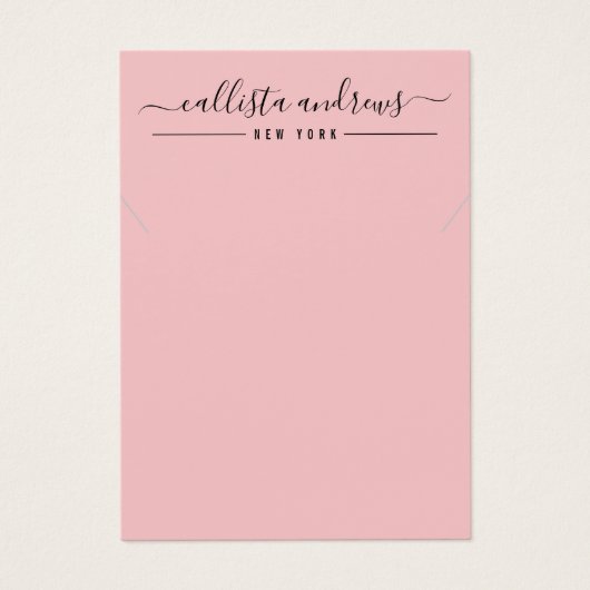 シンプルブラックピンクスクリプトネックレスディスプレイカード (正面)