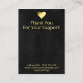 シンプルブラックフェイク金箔イヤリングディスプレイ 名刺 (裏面)