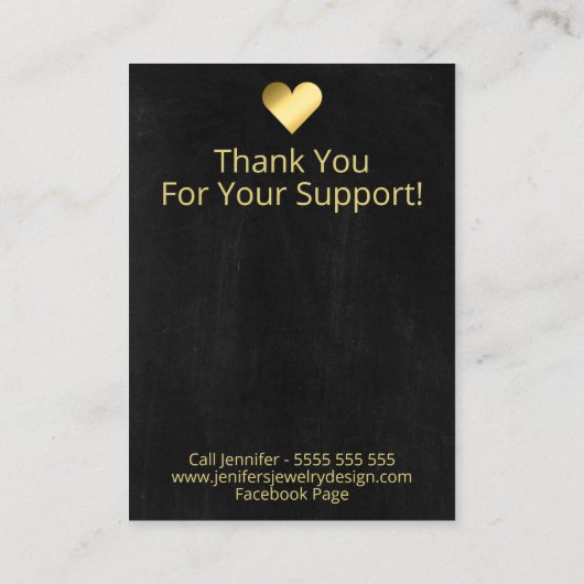 シンプルブラックフェイク金箔イヤリングディスプレイ 名刺 (裏面)