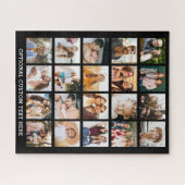 シンプルブラックフォトコラージュ20写真パーソナライズされた ジグソーパズル (横)