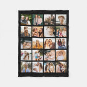 シンプルブラックフォトコラージュ20写真パーソナライズされた フリースブランケット (正面)