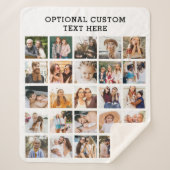 シンプルブラックフォトコラージュ25写真パーソナライズされた シェルパブランケット (正面)