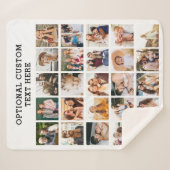 シンプルブラックフォトコラージュ25写真パーソナライズされた シェルパブランケット (正面(横))