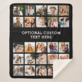 シンプルブラックフォトコラージュ25写真パーソナライズされた シェルパブランケット (正面)