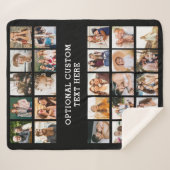 シンプルブラックフォトコラージュ25写真パーソナライズされた シェルパブランケット (正面(横))