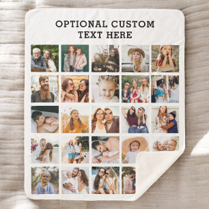 シンプルブラックフォトコラージュ25写真パーソナライズされた シェルパブランケット