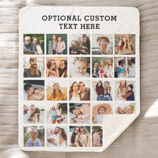 シンプルブラックフォトコラージュ25写真パーソナライズされた シェルパブランケット