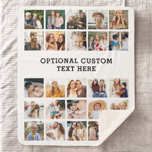 シンプルブラックフォトコラージュ25写真パーソナライズされた シェルパブランケット