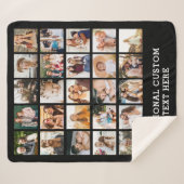 シンプルブラックフォトコラージュ25写真パーソナライズされた シェルパブランケット (正面(横))