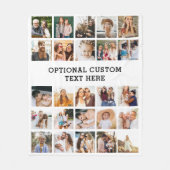 シンプルブラックフォトコラージュ25写真パーソナライズされた フリースブランケット (正面)