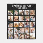 シンプルブラックフォトコラージュ25写真パーソナライズされた フリースブランケット (正面)