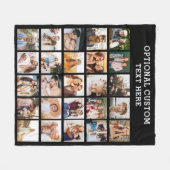 シンプルブラックフォトコラージュ25写真パーソナライズされた フリースブランケット (正面(横))