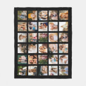 シンプルブラックフォトコラージュ30写真パーソナライズされた フリースブランケット (正面)