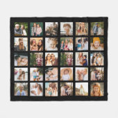 シンプルブラックフォトコラージュ30写真パーソナライズされた フリースブランケット (正面(横))