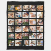 シンプルブラックフォトコラージュ30写真パーソナライズされた フリースブランケット (正面)