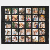 シンプルブラックフォトコラージュ30写真パーソナライズされた フリースブランケット (正面(横))