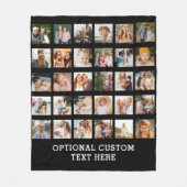シンプルブラックフォトコラージュ30写真パーソナライズされた フリースブランケット (正面)