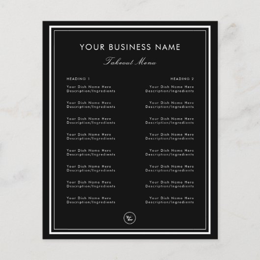 シンプルブラックフレ縁どームレストランカフェテイクアウト チラシ (正面)