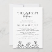 シンプルブラックフローラのリハ結婚ーサルディナー 招待状 (正面)