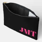 シンプルブラックブライトピンクとオレンジモノグラム アクセサリーポーチ (見開き)