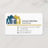 シンプルブラックブルーイエローハンディマンハウスツール 名刺 (正面)