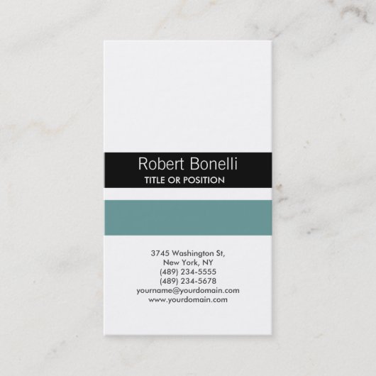 シンプルブラックブルーホワイトプレーン 名刺 (正面)