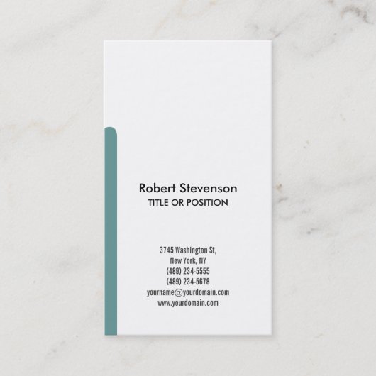 シンプルブラックブルーホワイトプレーン 名刺 (正面)