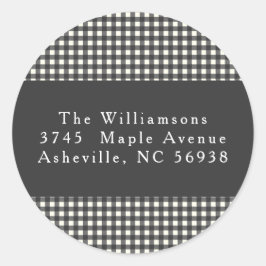 シンプルブラックプレイドクリスマス差出人住所 ラウンドシール