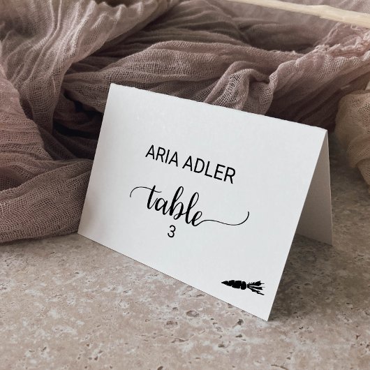 シンプルブラックベジタリアンミールプレイスカード テーブルナンバー