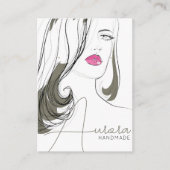 シンプルブラックベージュガールスケッチトレンディージュエリー 名刺 (正面)