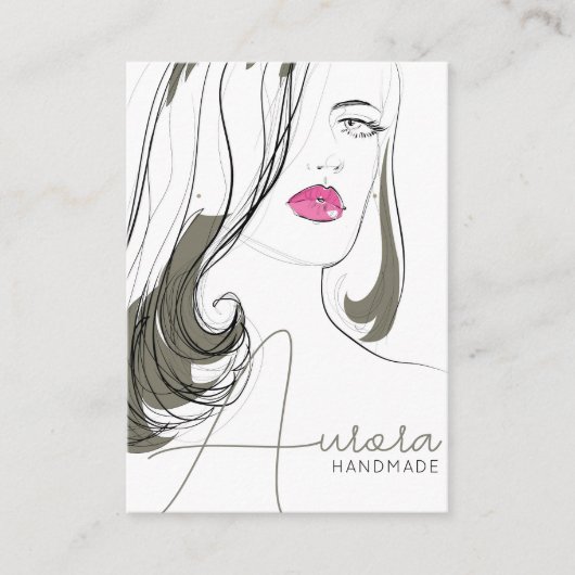 シンプルブラックベージュガールスケッチトレンディージュエリー 名刺 (正面)